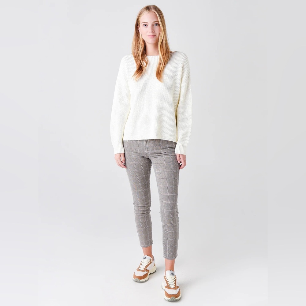 FRAME Le High Skinny Crop in Windowpane Plaid.